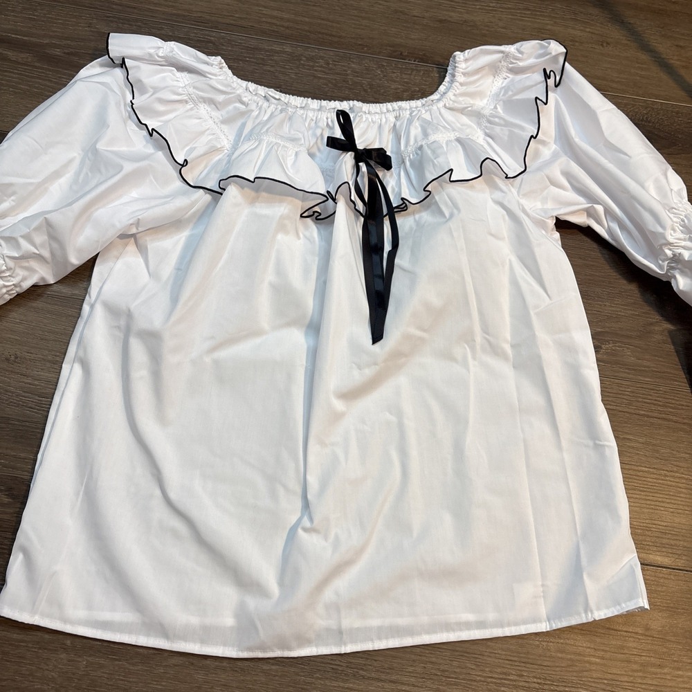 New Nwt Fun & Fancy USA Square Dancing Top White  Large 6515 Prairie Western